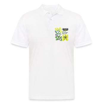 Neon Gelbe Blüten Muster - Männer Poloshirt - Weiß - Vorne - Kai (181cm)