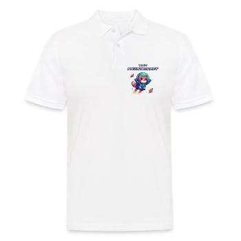 Astronautenkatze im All - Männer Poloshirt - Weiß - Vorne - Kai (181cm)