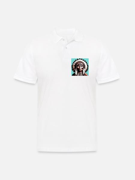 Amerikanisch, Indianer, Amerikaner - Männer Poloshirt - Weiß