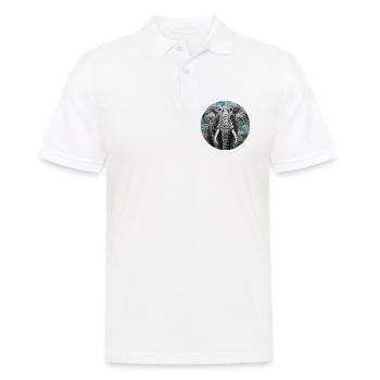 Mosaik Elefant Kunst Porträt - Männer Poloshirt - Weiß - Vorne - Kai (181cm)