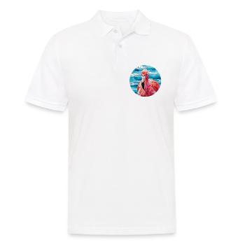 Mosaik Flamingo Porträt - Männer Poloshirt - Weiß - Vorne - Kai (181cm)