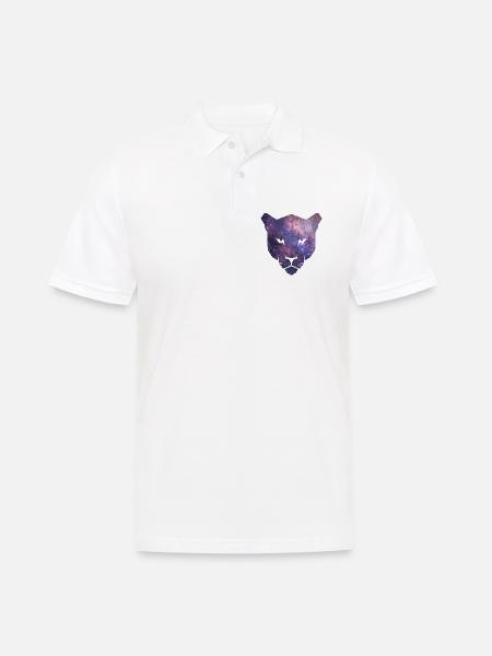 Panther Silhouette mit lila Galaxie Weltraum - Männer Poloshirt - Weiß