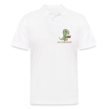 Dino mit einer Geburtstagstorte  - Männer Poloshirt - Weiß - Vorne - Kai (181cm)