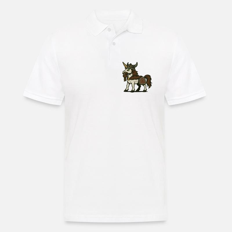 Wikinger-Krieger-Einhorn mit Bart und nordischem Zeichen - Männer Poloshirt - Weiß