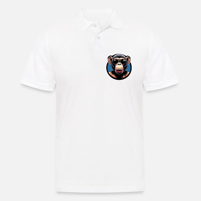 Affe mit Sonnenbrille Kreis - Männer Poloshirt - Weiß