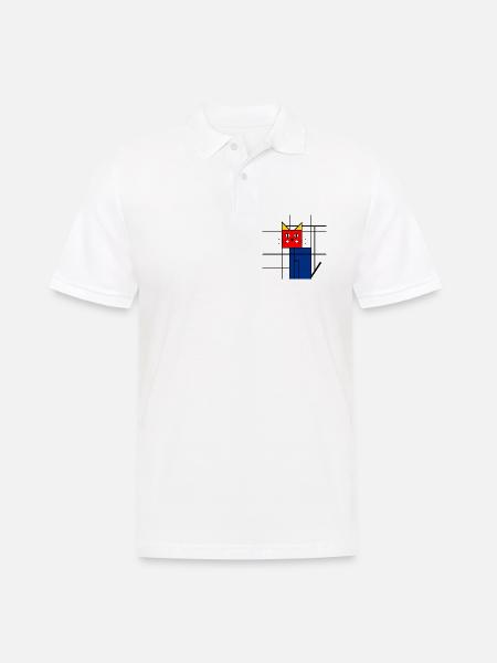 Abstrakte Katze Kunst - Geometrisches Mondrian  - Männer Poloshirt - Weiß