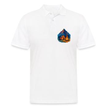 Bergzelt im Flammenmeer - Männer Poloshirt - Weiß - Vorne - Kai (181cm)