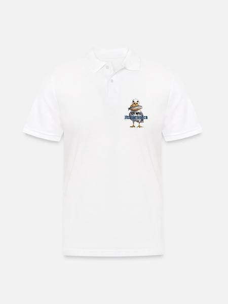 Möwe mit Fischbrötchen Illustration - Männer Poloshirt - Weiß