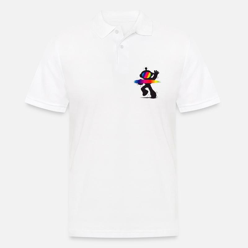 Robot Silhouette Rainbow Splash Design - Polo Homme - blanc