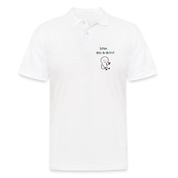 Schön dass du da bist.  - Männer Poloshirt - Weiß - Vorne - Kai (181cm)