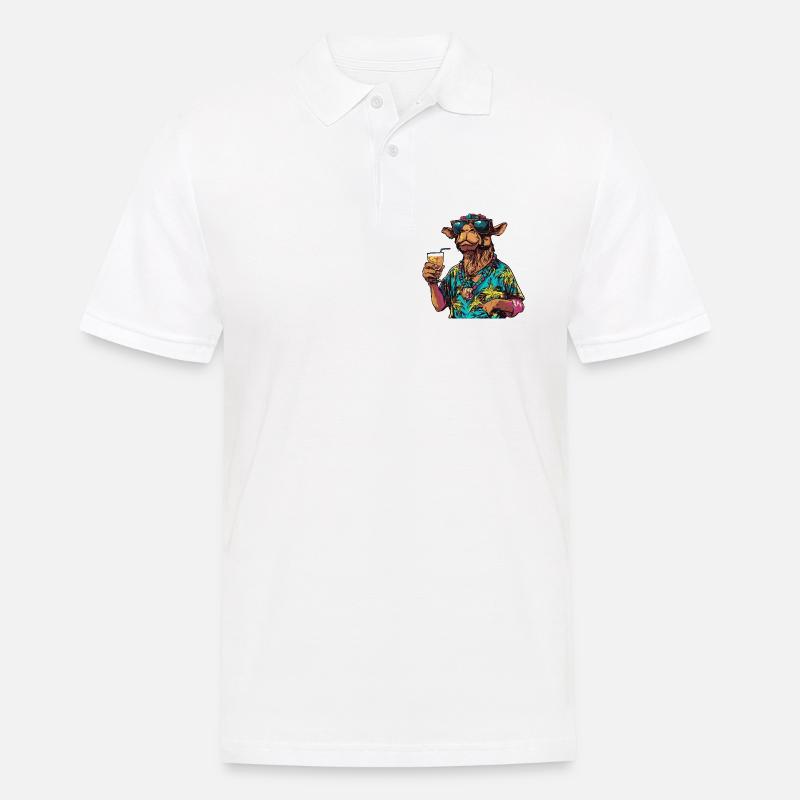 Kamel Comic Sommer - Männer Poloshirt - Weiß