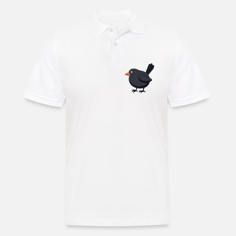 Amsel Vogel - Männer Poloshirt - Weiß