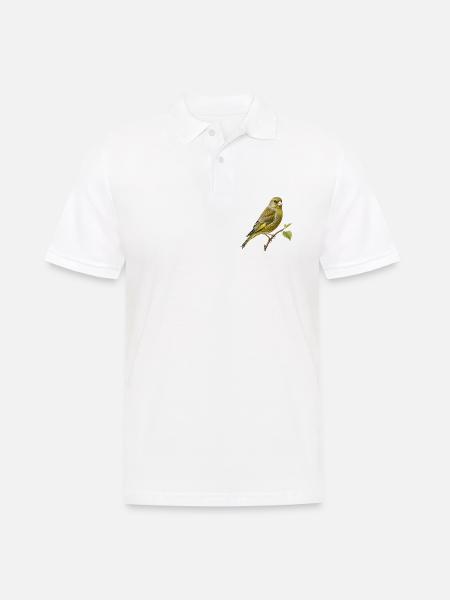 Illustrations-Naturführer-Kupferstich Greenfinch - Männer Poloshirt - Weiß
