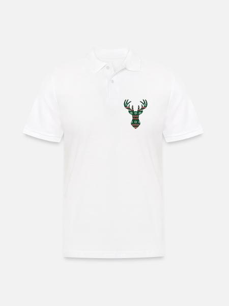 Strick Hirsch - Männer Poloshirt - Weiß