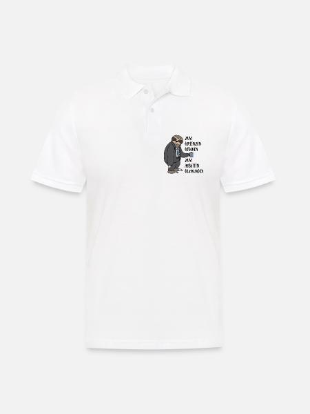 Faultier Zum Faulenzen Geboren Arbeiten Gezwungen - Männer Poloshirt - Weiß