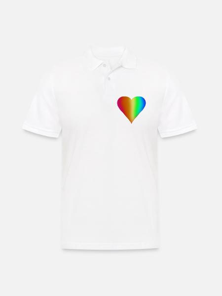Das Regenbogenherz - Männer Poloshirt - Weiß