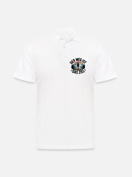 Der Weg Ist Das Ziel Wanderer Berge Sonnenaufgang - Männer Poloshirt - Weiß