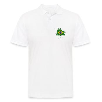Brasilien Flagge Fleckendesign - Männer Poloshirt - Weiß - Vorne - Kai (181cm)