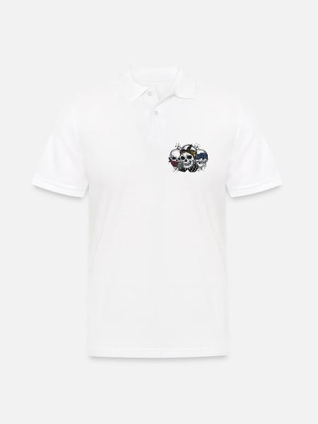 Kopfskelett Trio Würfel Bandana - Männer Poloshirt - Weiß