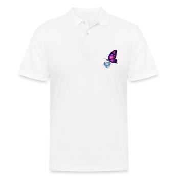 Soul of Earth – Blue Butterfly Heart - Männer Poloshirt - Weiß - Vorne - Kai (181cm)