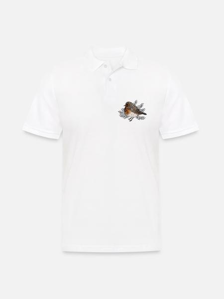 Rotkehlchen auf Zweigen - Männer Poloshirt - Weiß