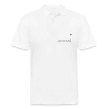 Minimalistisch Silhouette des Berliner Fernsehturm - Männer Poloshirt - Weiß - Vorne - Kai (181cm)