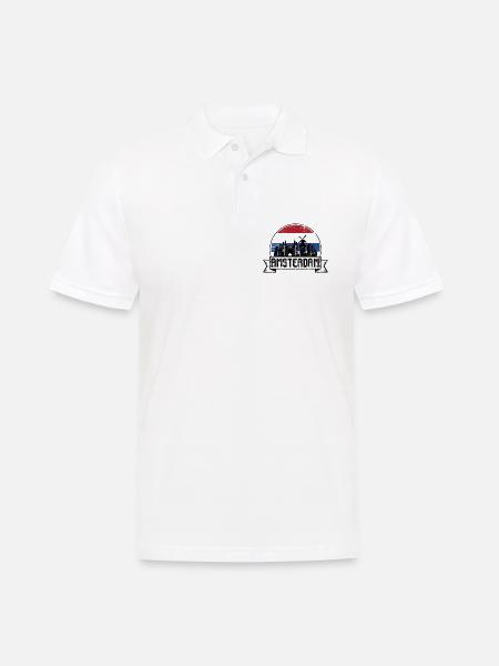 Amsterdam Retro Skyline Abzeichen - Männer Poloshirt - Weiß