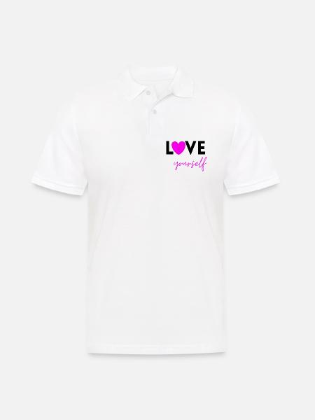LOVE YOURSELF PINK! SELFLOVE EEMPOWERMENT MENTAL - Männer Poloshirt - Weiß