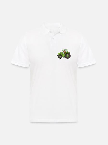 Hund mit Trecker - Männer Poloshirt - Weiß