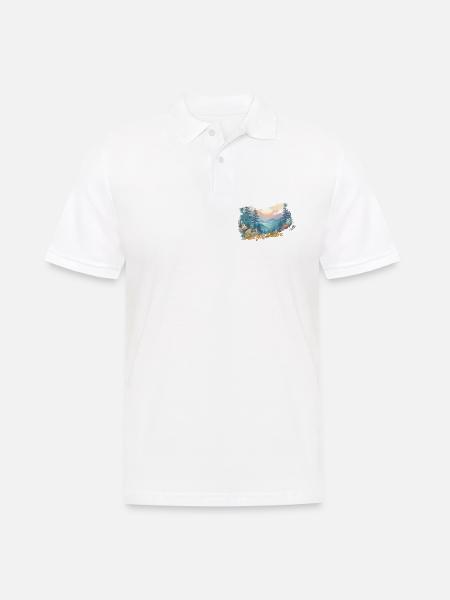 Rise for Nature - Wald mit Sonnenaufgang - Männer Poloshirt - Weiß