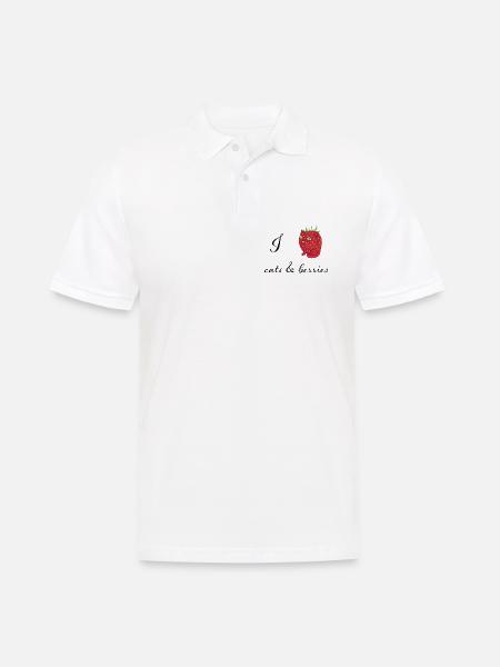 Ich liebe Katzen und Beeren - Männer Poloshirt - Weiß