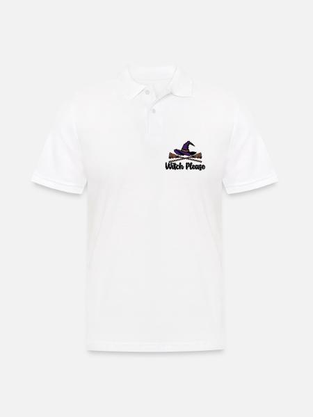 Witch Please: Lila Hut und Besen - Männer Poloshirt - Weiß