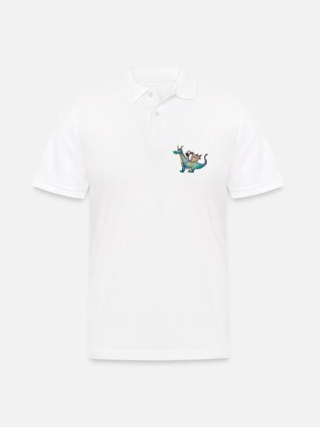 Mädchen mit Drachen auf magischem Abenteuer - Männer Poloshirt - Weiß