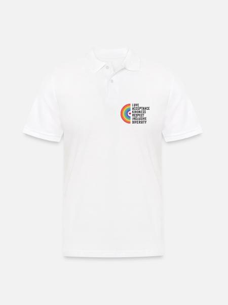 LGBT Pride Month - Liebe. Akzeptanz. Freundlichkeit. - Männer Poloshirt - Weiß