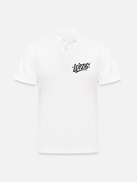 Leipzig Sternen-Schriftzug - Männer Poloshirt - Weiß