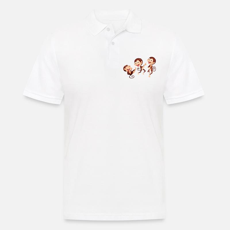 Three Monkeys. Drei Äffchen. - Männer Poloshirt - Weiß