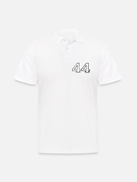 Zahl 44 handgezeichnet - Männer Poloshirt - Weiß