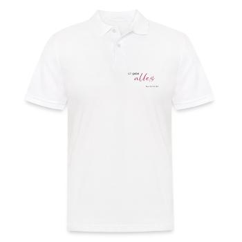 positive Sprüche - Ich gebe alles, nur nicht auf - Männer Poloshirt - Weiß - Vorne - Kai (181cm)