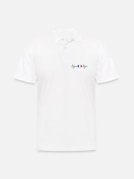 Schlagendes trikolores Herz, France Drapeau - Männer Poloshirt - Weiß