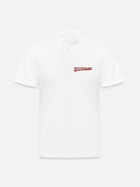 Stuttgart Schriftzug mit rotem Unterstrich - Männer Poloshirt - Weiß