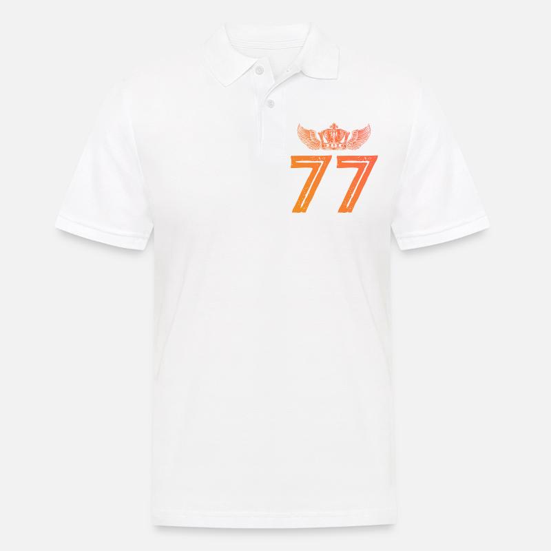 77 Couronne de numéros - Polo Homme - blanc