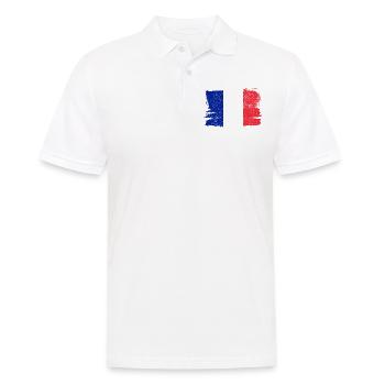 Francia Bandiera France Drapeau Paix Vintage - Polo Homme - blanc - Devant - Kai (181cm)