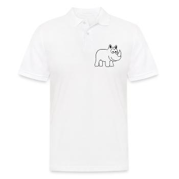 Nashorn Comic Tier - Männer Poloshirt - Weiß - Vorne - Kai (181cm)