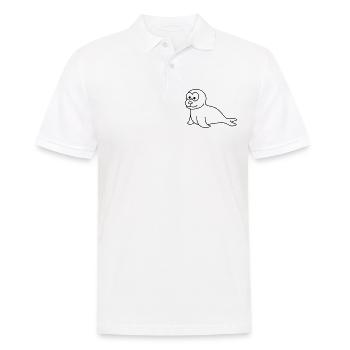 Robbe Tier Comic - Männer Poloshirt - Weiß - Vorne - Kai (181cm)