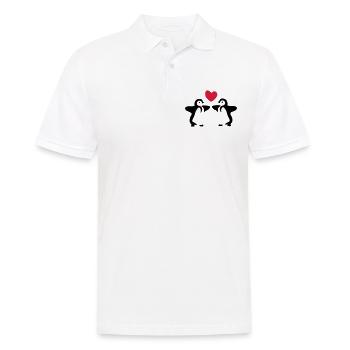 Pinguin Geschwister / Zwillinge / Geschenkidee - Männer Poloshirt - Weiß - Vorne - Kai (181cm)