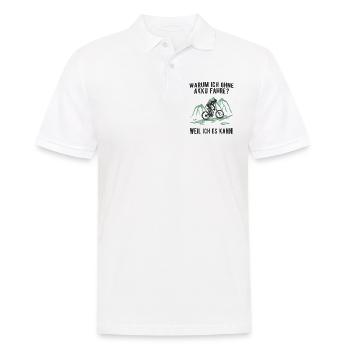 MTB ohne Akku - Fahrrad Radsport Mountainbike - Männer Poloshirt - Weiß - Vorne - Kai (181cm)