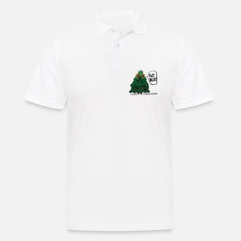 Owly Christmas Night Weihnachtsbaum Eule - Männer Poloshirt - Weiß