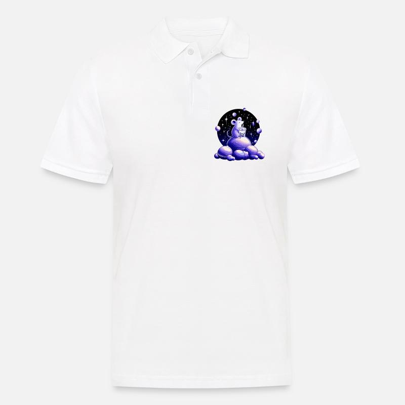 Mondträume Maus mit Bubble Tea - Männer Poloshirt - Weiß