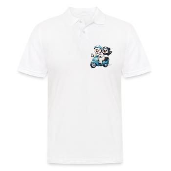 Polar Bear and Panda Bear on a Scooter - Men's Polo Shirt - white - Front - Kai (181cm)