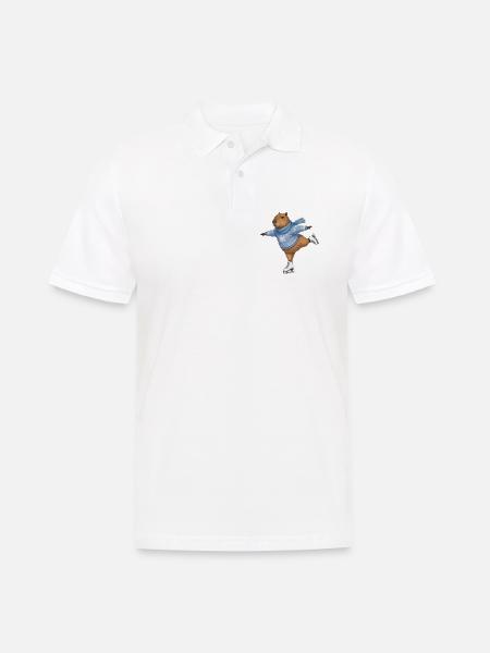 Capybara beim Eislaufen - Männer Poloshirt - Weiß